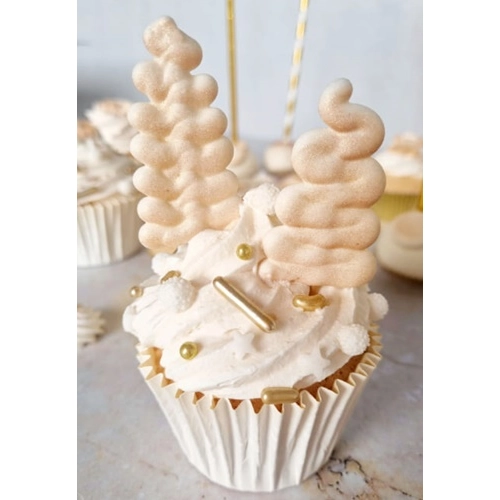 Dekoracja cukrowa lizaki bezowe choinka złota święta topper 3szt